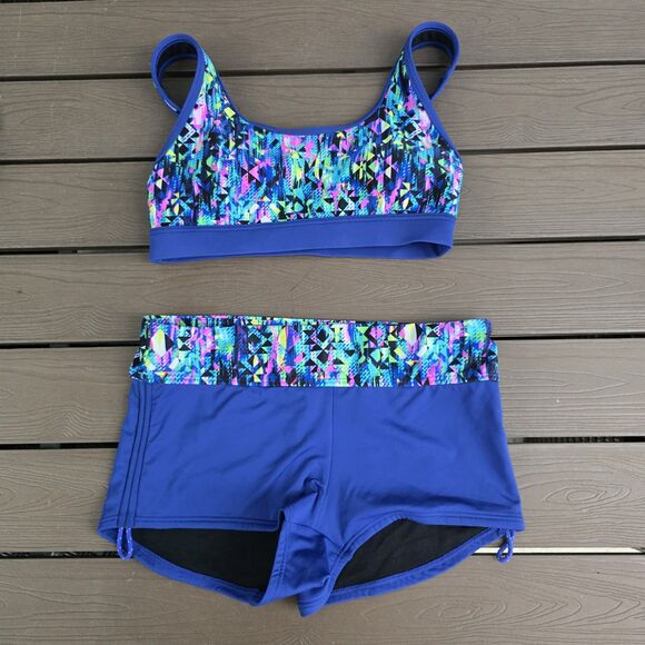 TYR Machu Pichau Multicolor Racerback Top W/ Boyshorts & Tank Sz S New Sample - Picture 2 of 5